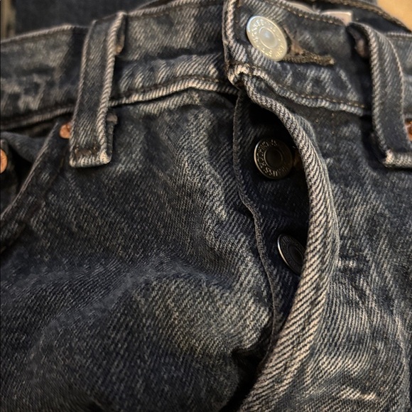 Levi’s Wedgie Button Fly Crop Jean Sz 25 High Rise Dark Wash Cheeky Straight - Picture 5 of 7